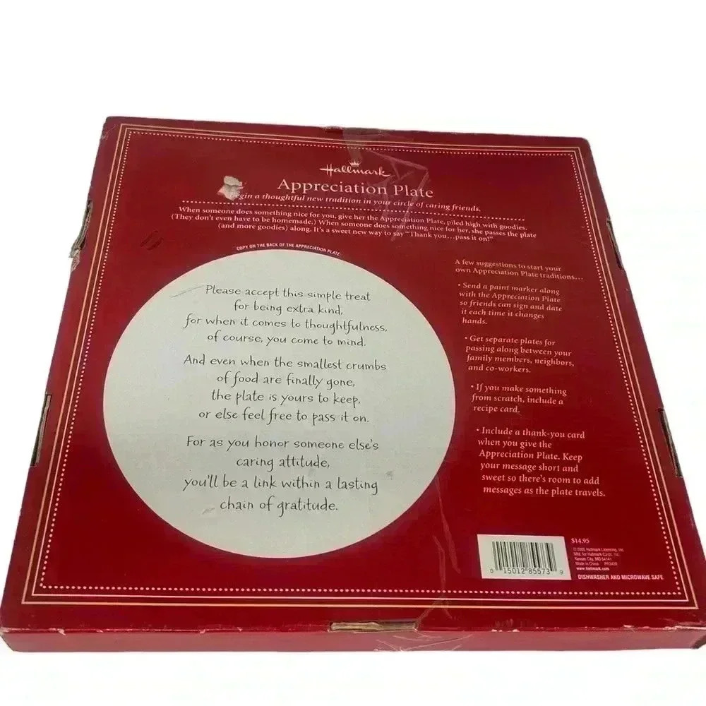 HALLMARK APPRECIATION PLATTER PLATE GRATEFUL THANKFUL HEART CHERRIES 12 INCH - Picture 4 of 6